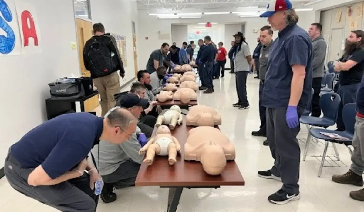 A room full of people for BLS training