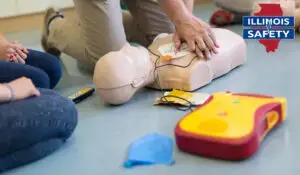 Two people on CPR Training with a Doll for their CPR certification
