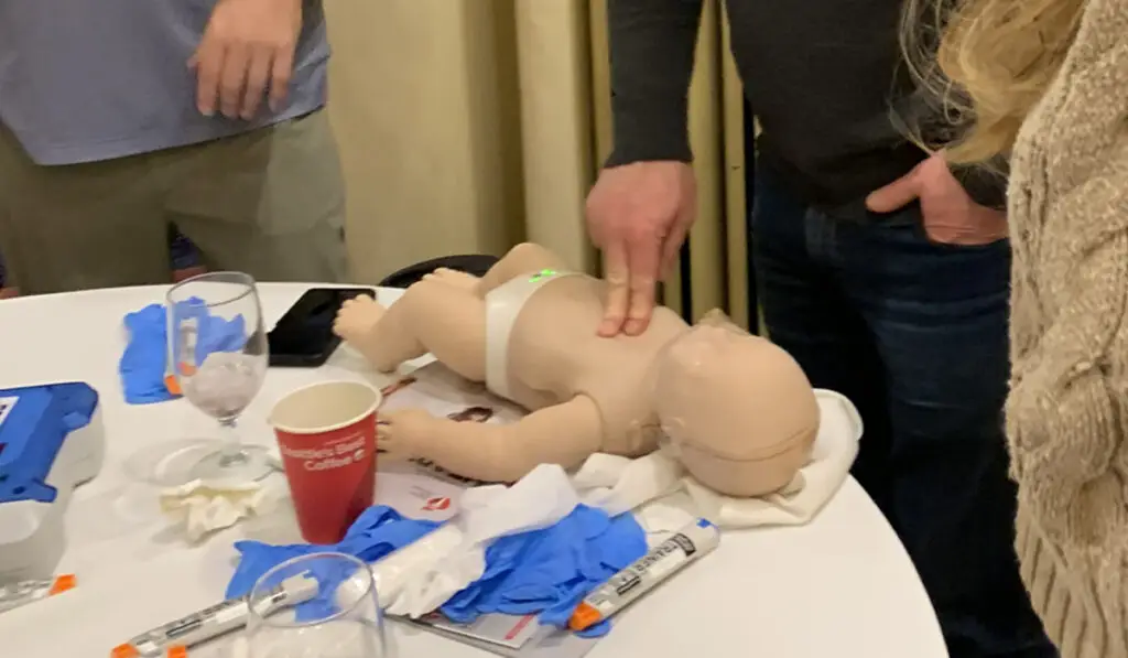 A baby dummy being used during training in NRP.