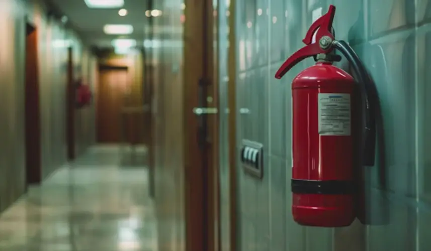 fire extinguisher in the hallway